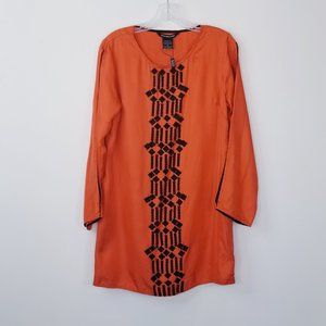 KAS New York 100% Silk Orange Embellished Tunic